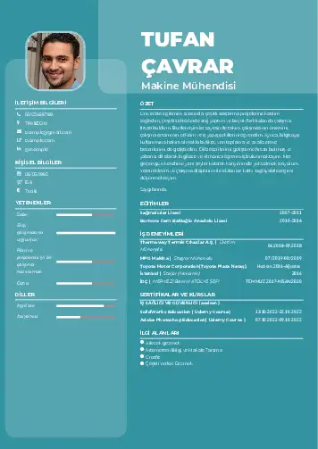 Makine Mühendisi Cv Örnekleri cv indir